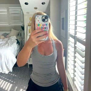 LULULEMON BLACK AND WHITE STRIPE TANK!